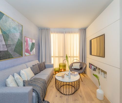 Das Apartment der Zukunft in Unna. Ein Projekt von Apartmentservice, JOI-Design, iHaus und G&S planwerk. Die Kunstausstattung stammt von KRK mit Bildern von Felix Raschke © Martin Haag title=