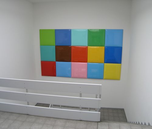 Christel Fetzer, Kunst für das Treppenhaus der Systemzentrale in Langenfeld von Hallo Pizza title=